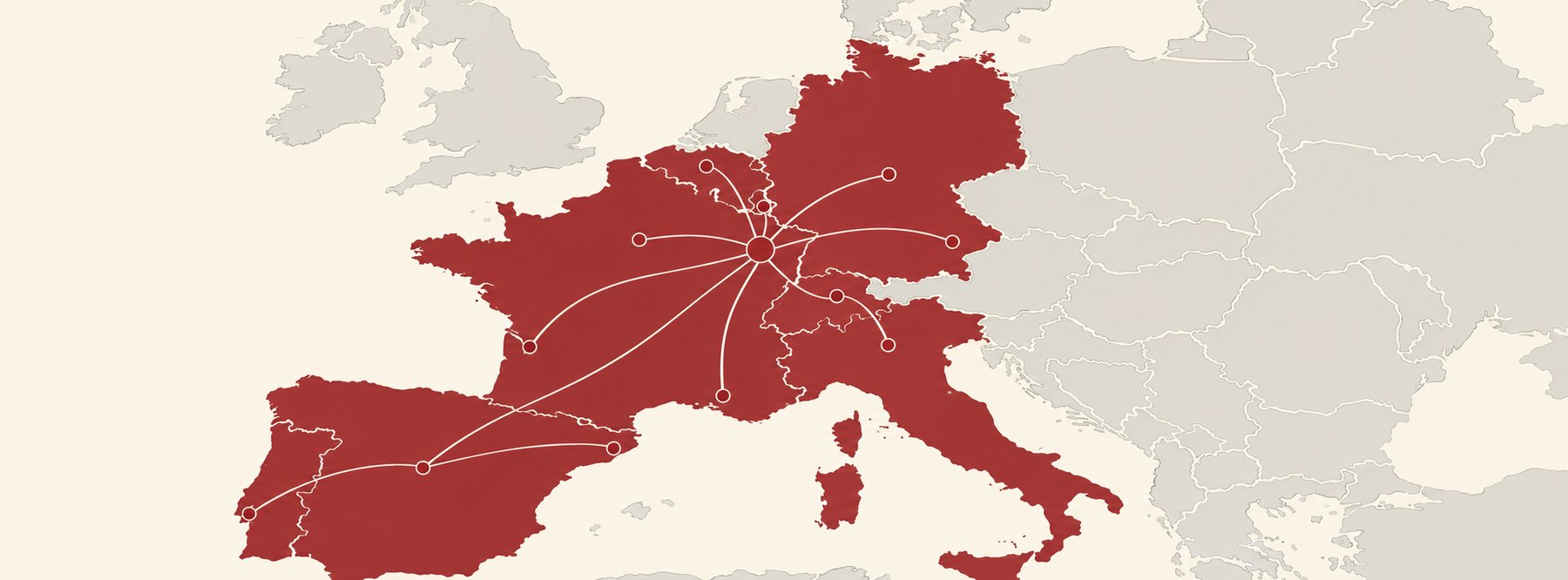 Carte des zones d'intervention d'Emballages Diffusion — France et Europe