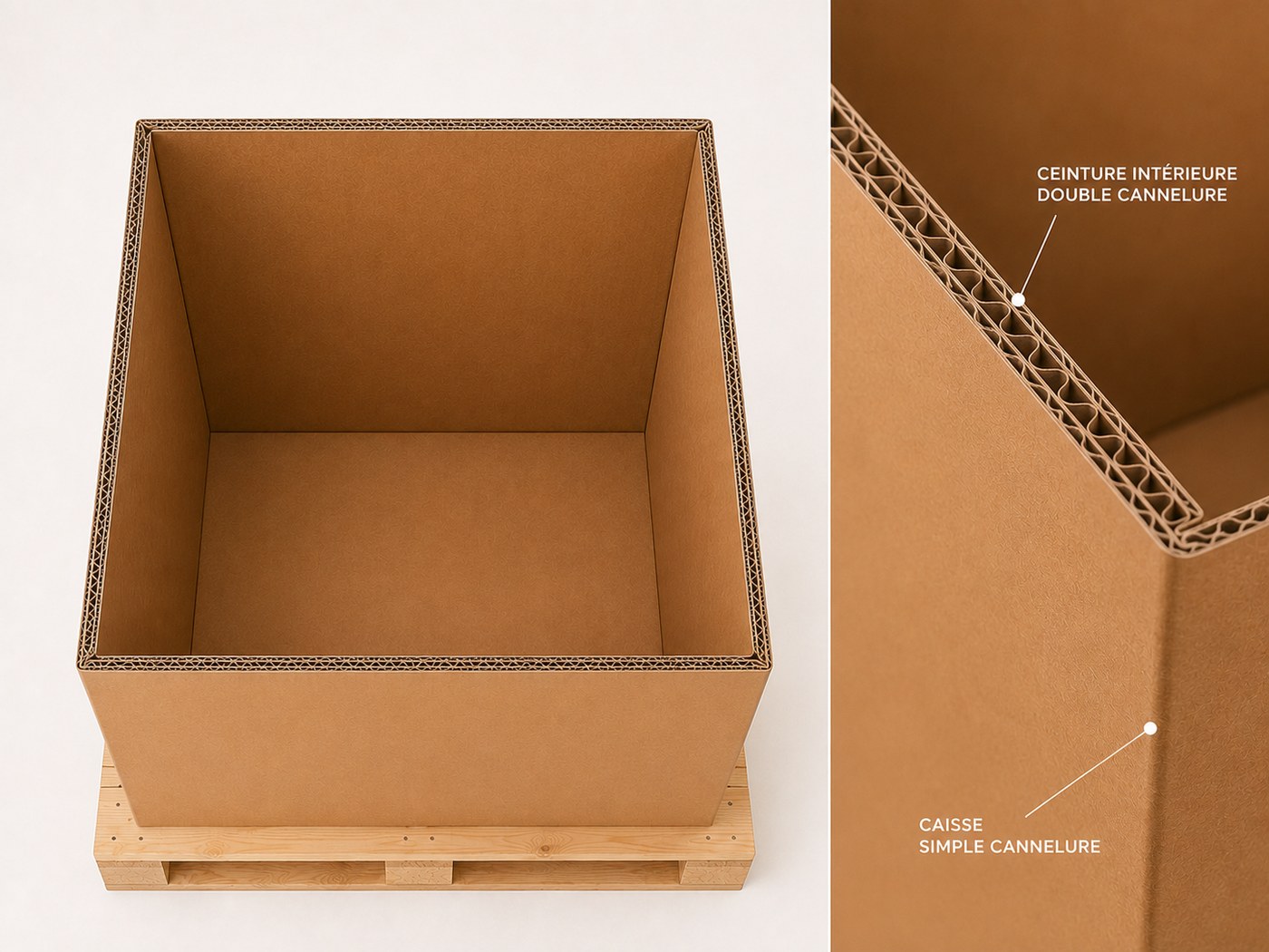Kit carton — ceinture intérieure double cannelure, caisse simple cannelure — Emballages Diffusion